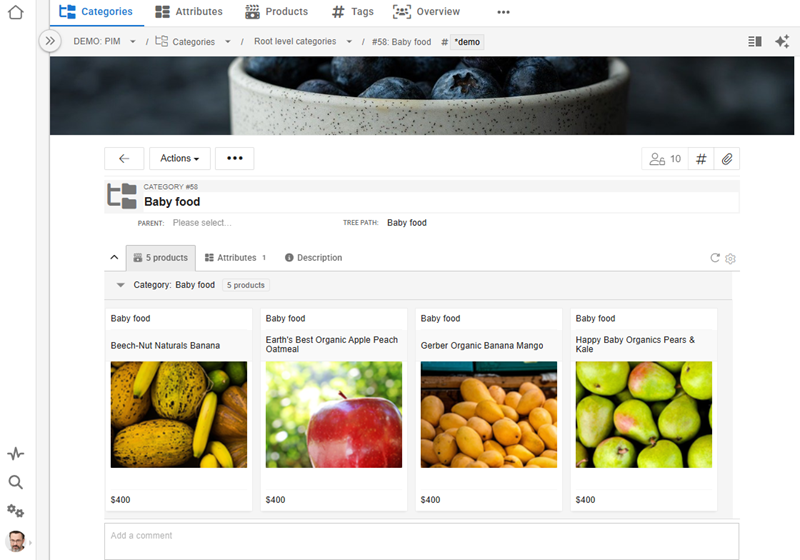 Product information management interface